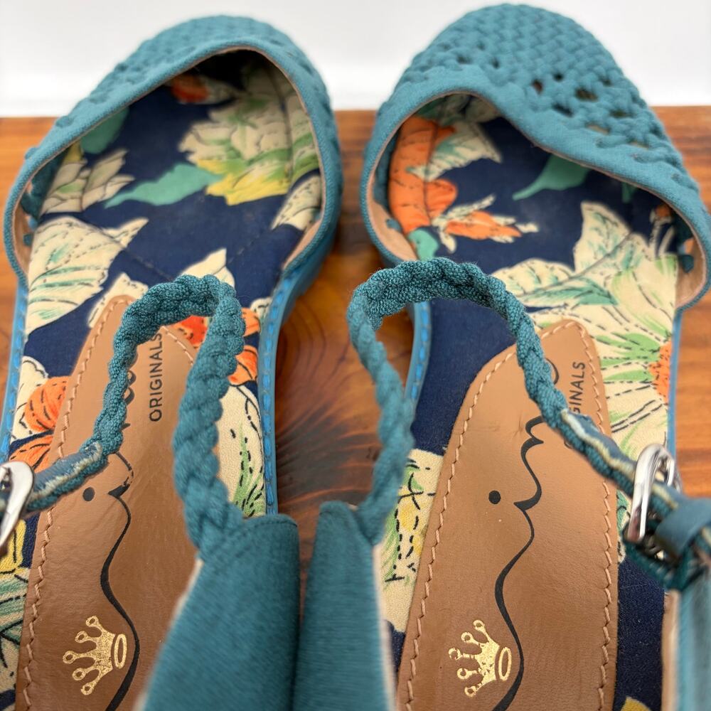Nina Originals Women's Teal Blue Braided Huarache Sandal Flats Size 6.5 - Picture 5 of 7